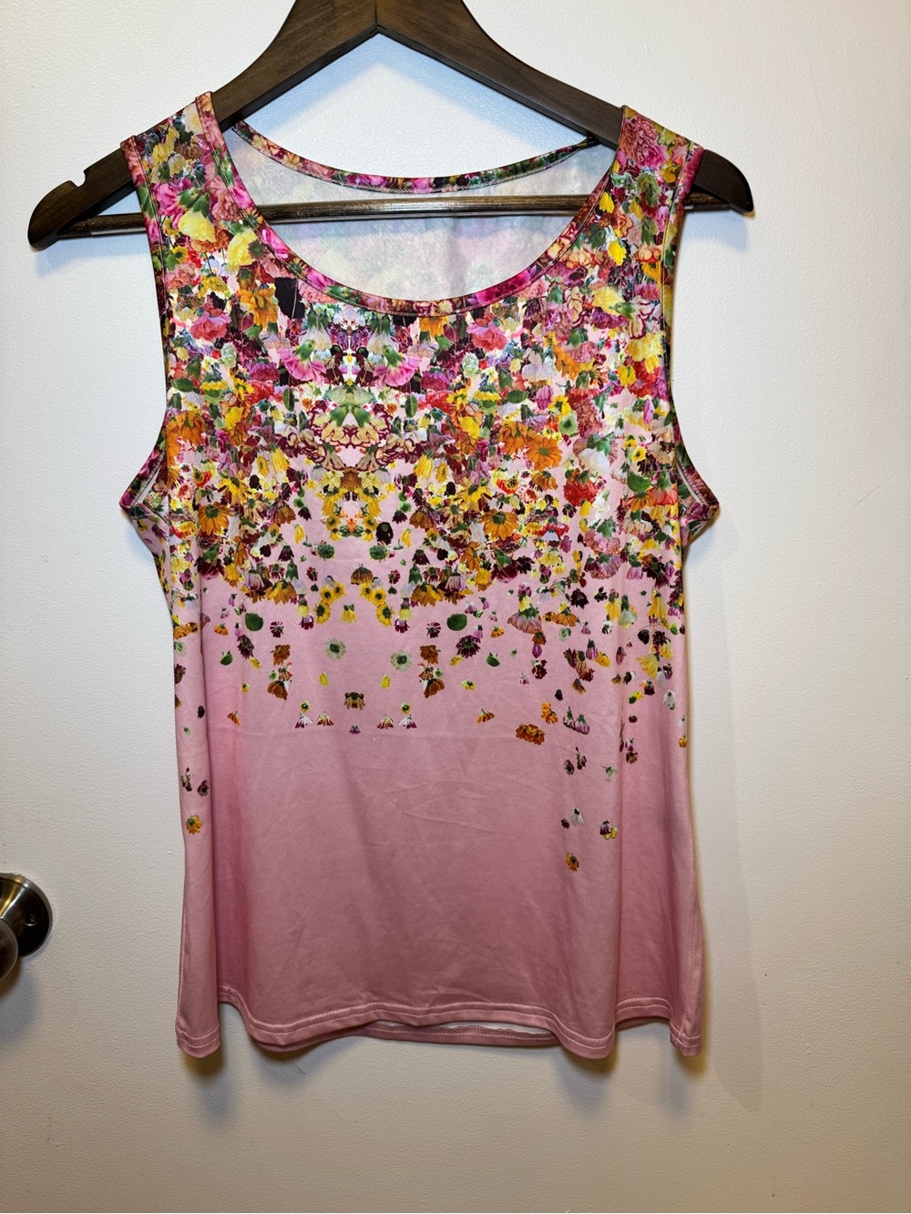 Pink Floral Ombre Sleeveless Tank Top